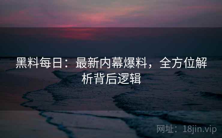 黑料每日：最新内幕爆料，全方位解析背后逻辑  第2张