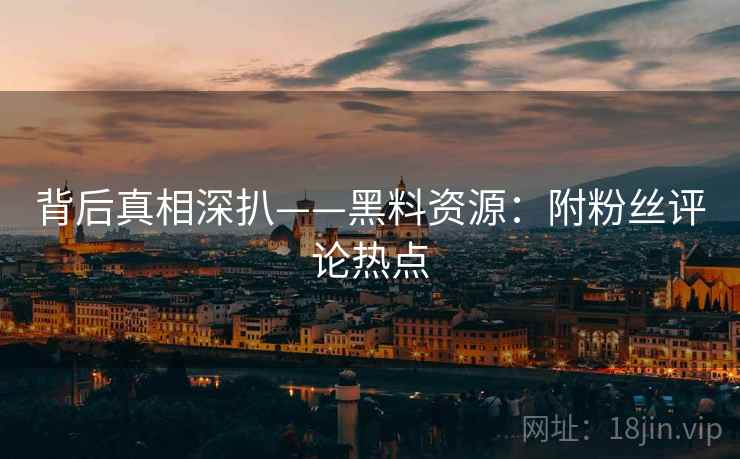 背后真相深扒——黑料资源：附粉丝评论热点  第2张