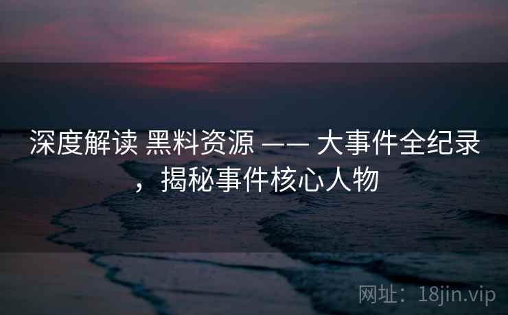 深度解读 黑料资源 —— 大事件全纪录，揭秘事件核心人物